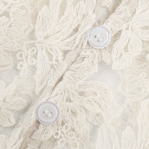 Apricot Casual Women's Elegant  Lace Sheer long sleeve Blouse - Picture 9 of 9